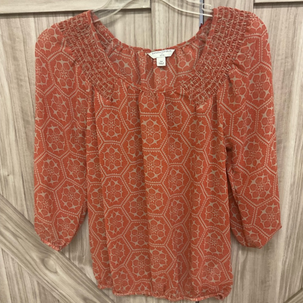Banana republic orange patterned boho top